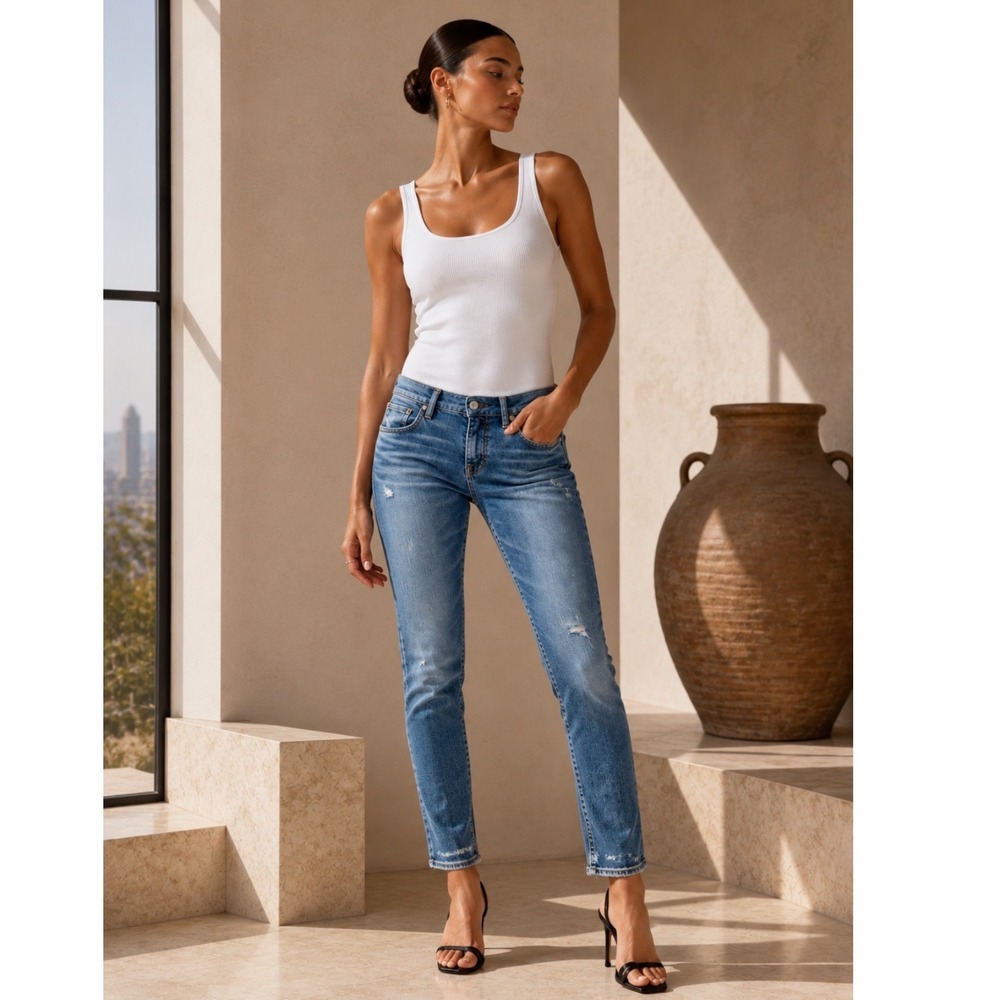 MOUSSY VINTAGE VELMA SLIM STRAIGHT Jeans Women Button Fly MADE IN JAPAN WOMEN 23